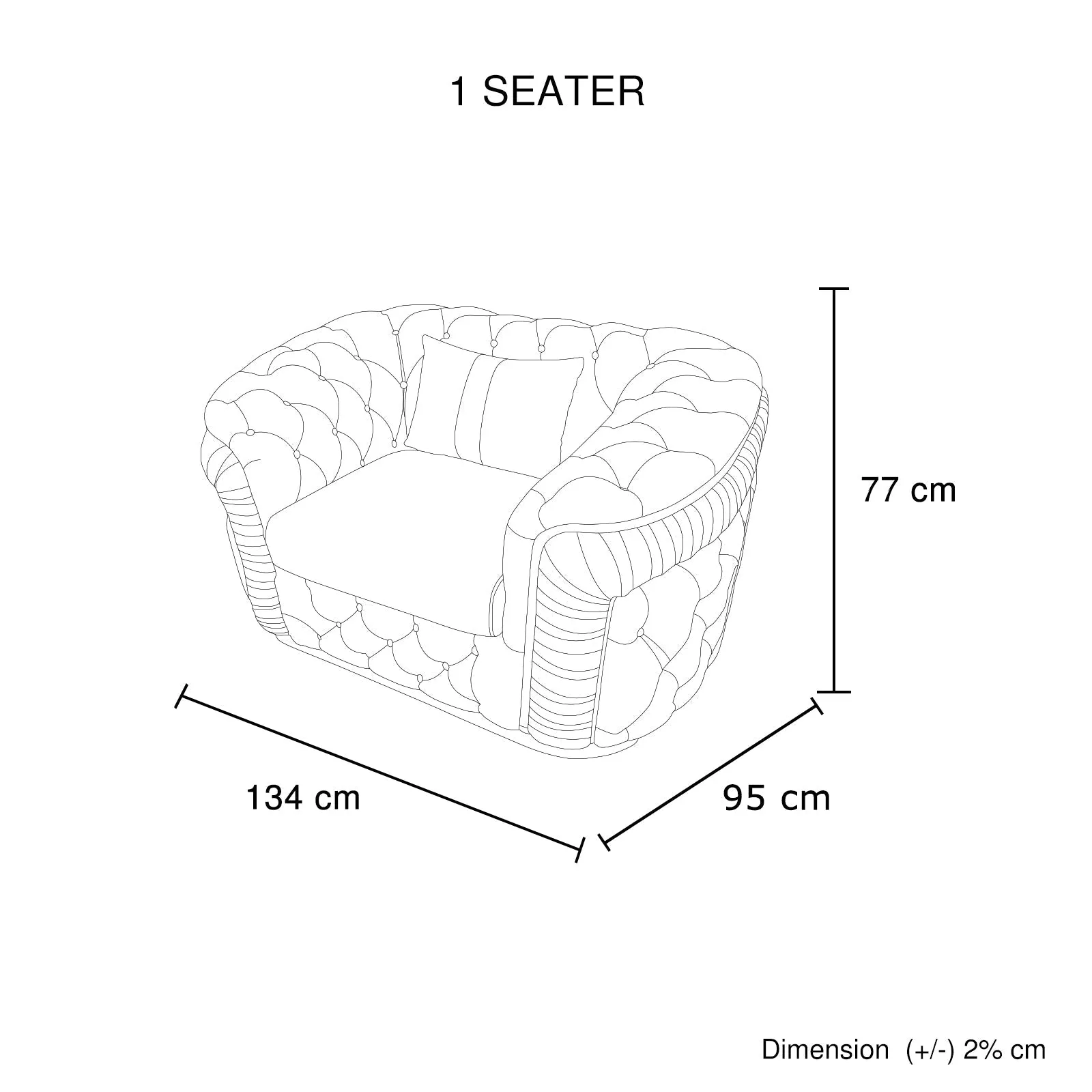 1 Seater Sofa | Beige Velvet Fabric | Solid Wood Construction | Gold Stainless Steel Trim