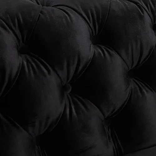 3 2 Seater Black Velvet Fabric Sofa Lounge With Metal Legs