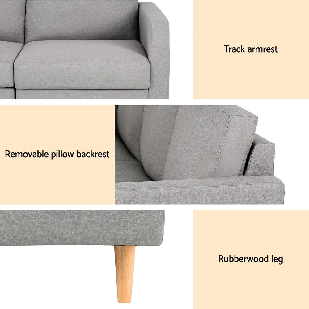 3 Seater Sofa | 225cm | Linen Fabric | Grey