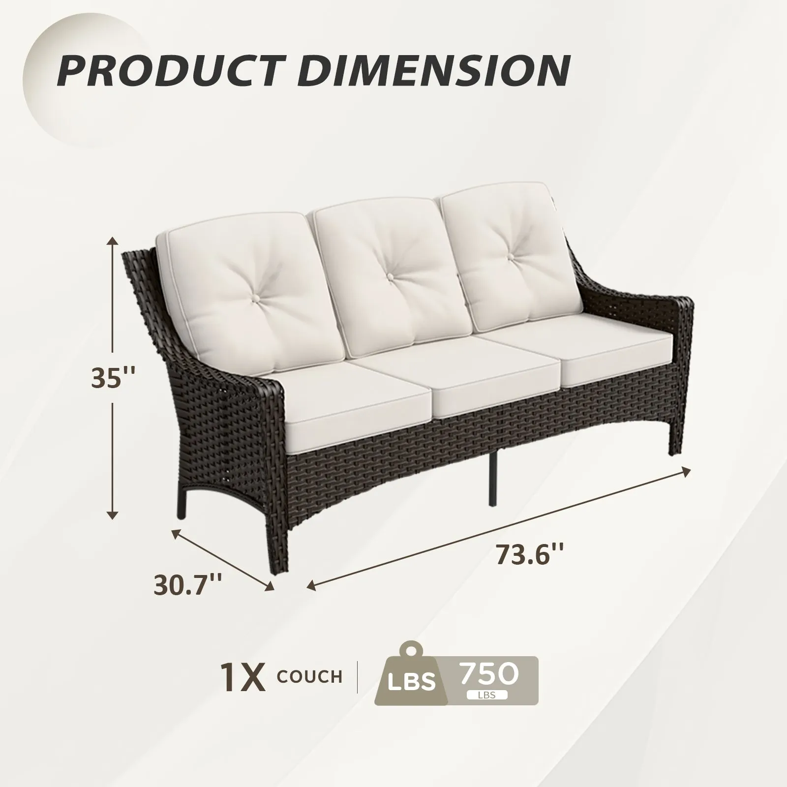 Azure Bay 3 Seat Outdoor Wicker Patio Sofa