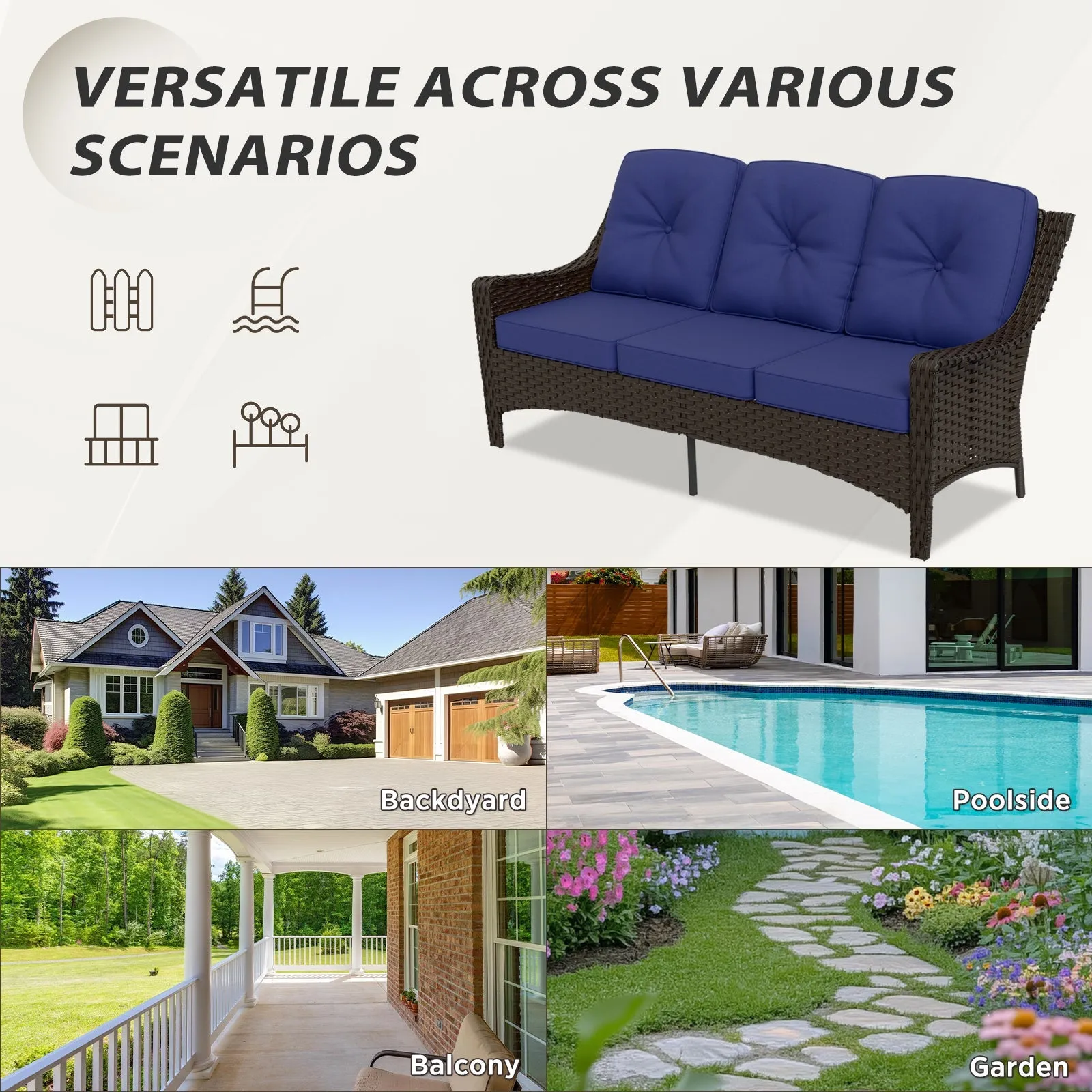 Azure Bay 3 Seat Outdoor Wicker Patio Sofa
