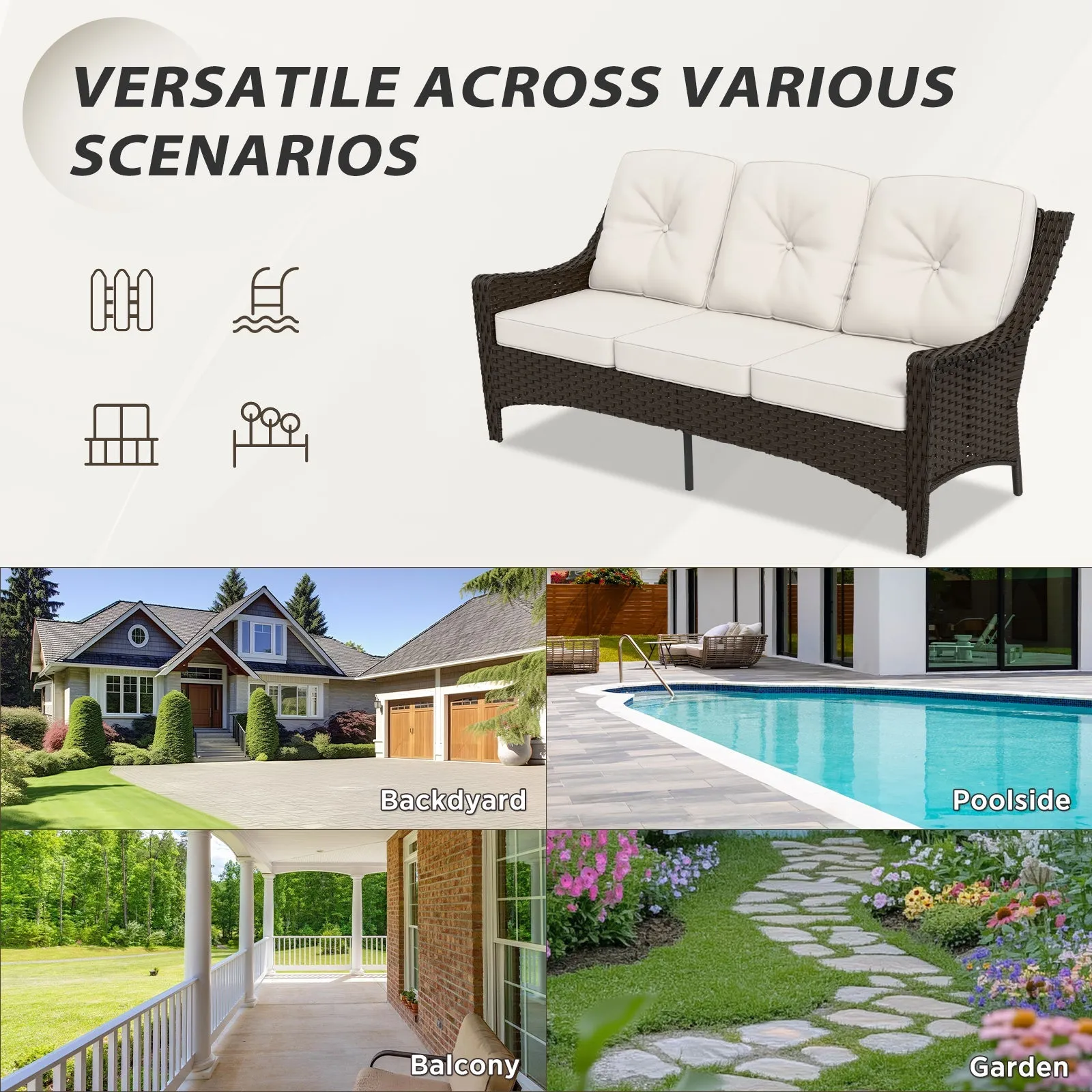 Azure Bay 3 Seat Outdoor Wicker Patio Sofa