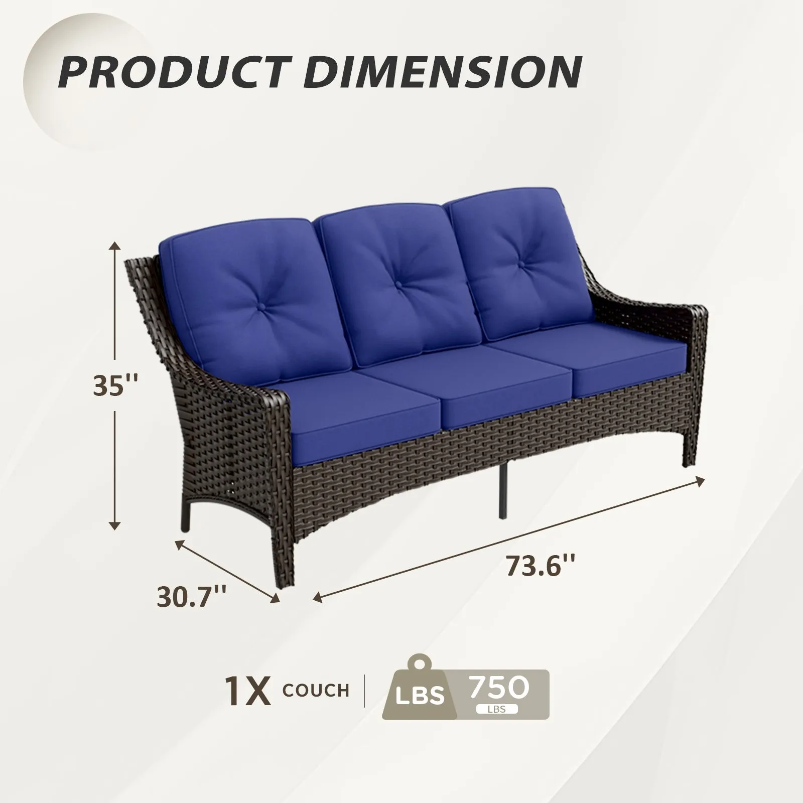 Azure Bay 3 Seat Outdoor Wicker Patio Sofa
