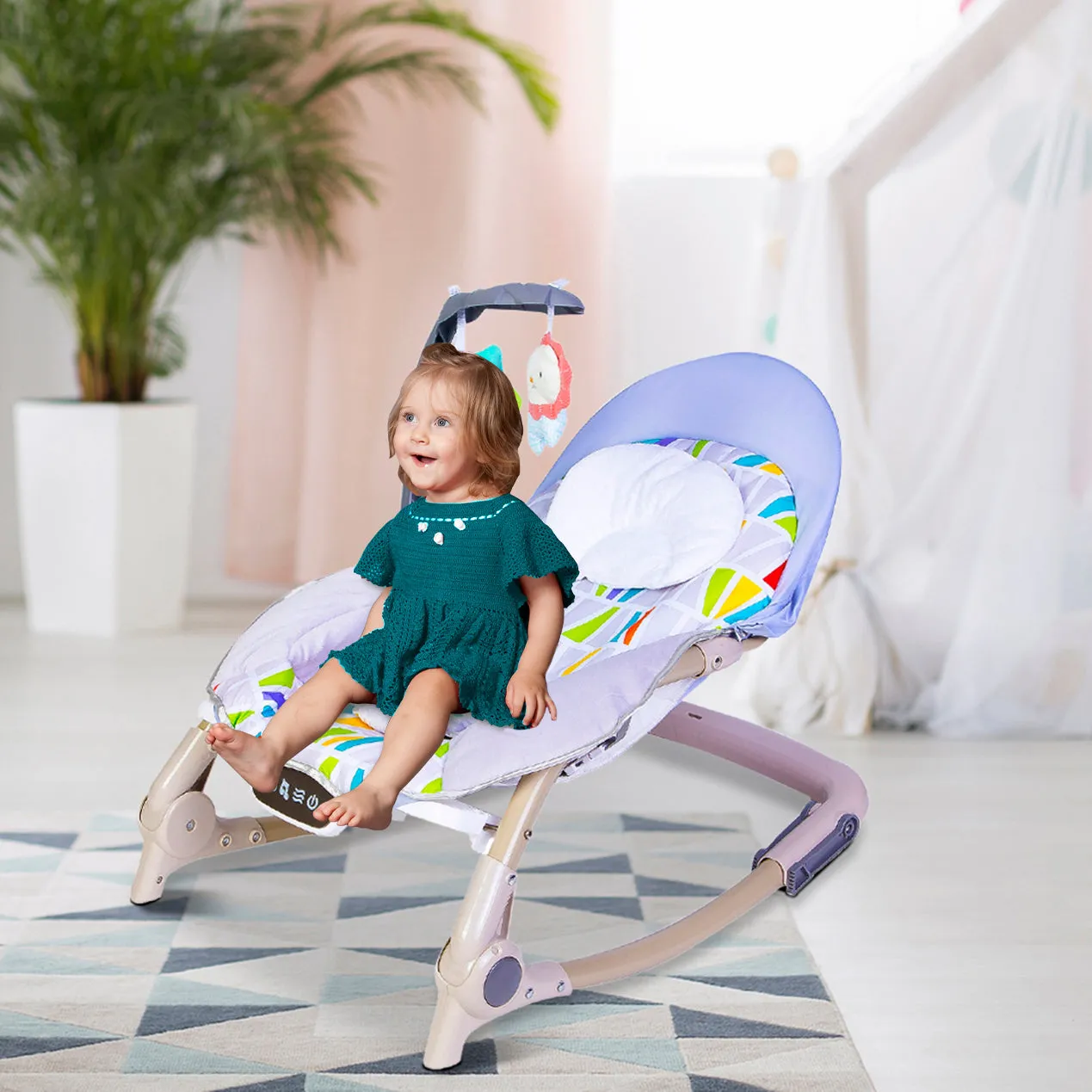 Baby Moo Automatic 3 Position Seat Recliner Bouncer Abstract Grey