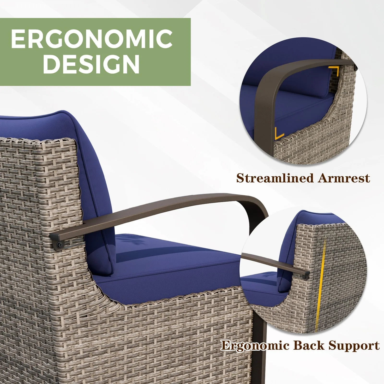 Coastal Vista Patio Outdoor Wicker Love Seat, Comfortable 4 inch Cushion