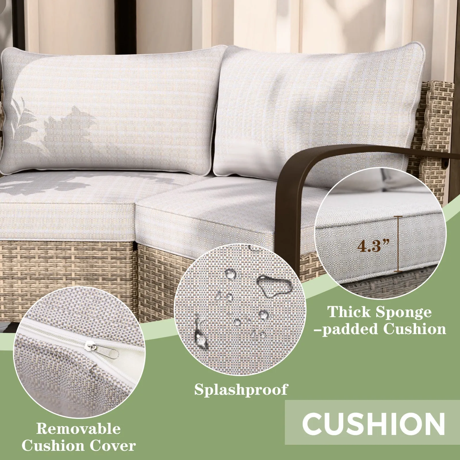 Coastal Vista Patio Outdoor Wicker Love Seat, Comfortable 4 inch Cushion