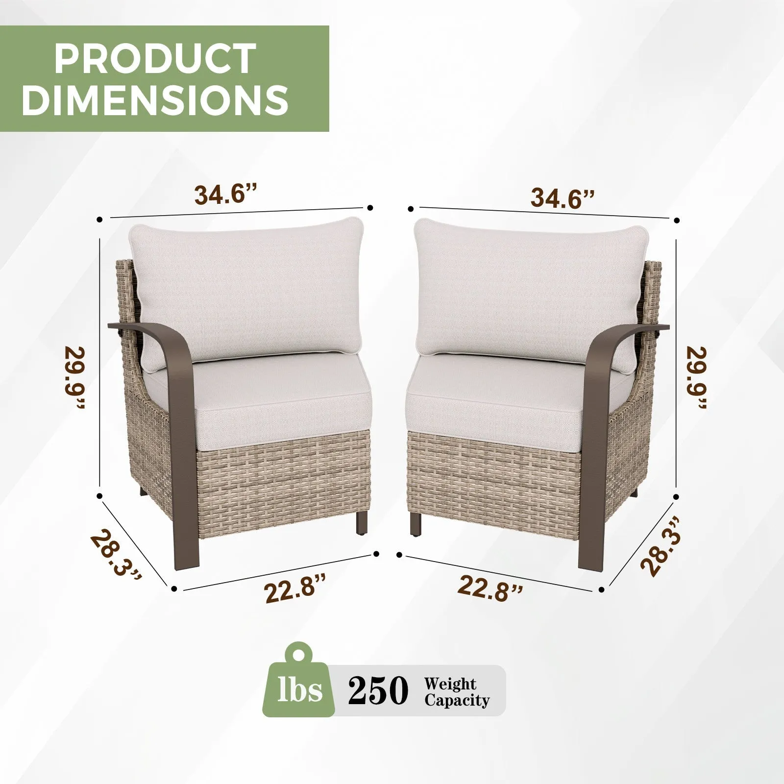 Coastal Vista Patio Outdoor Wicker Love Seat, Comfortable 4 inch Cushion