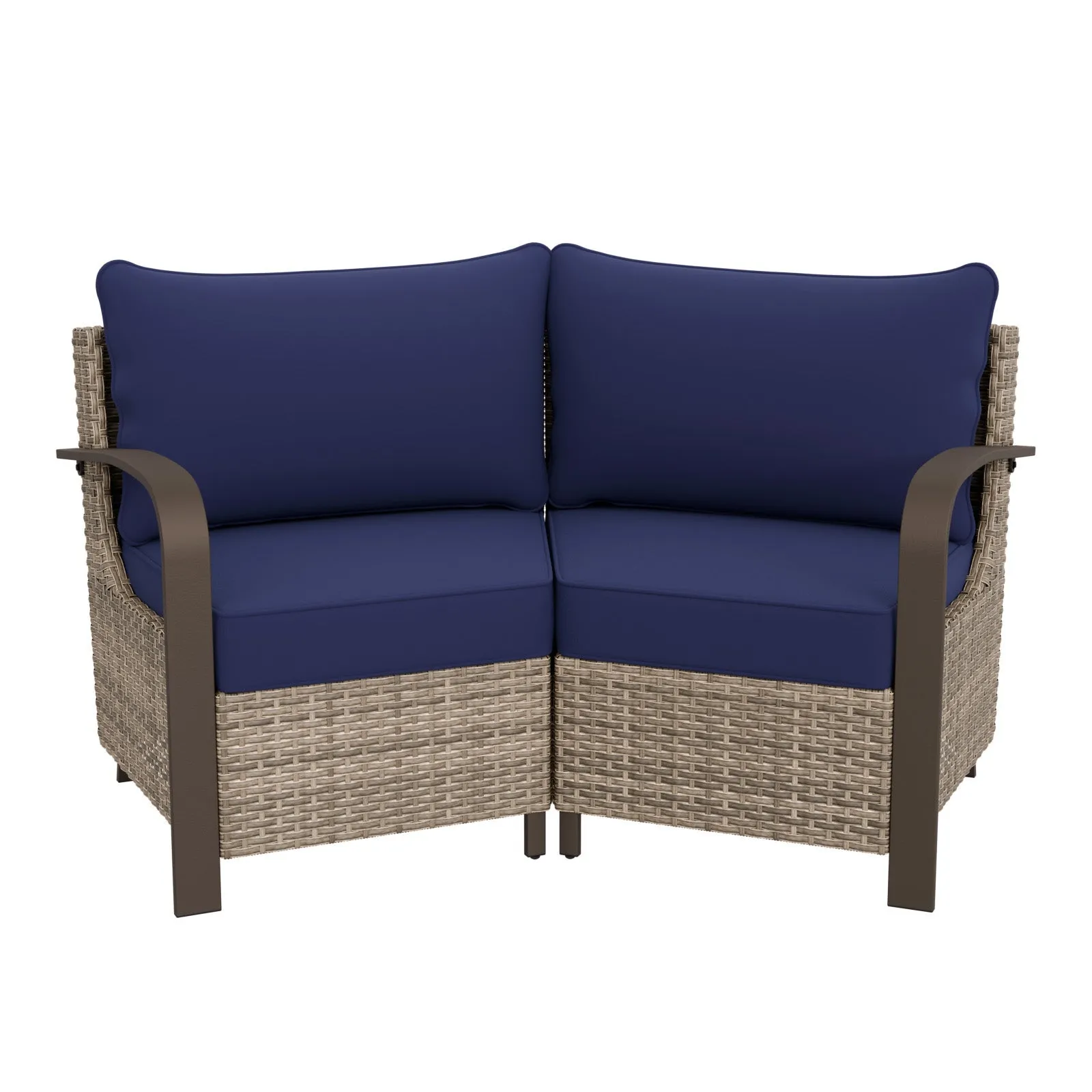 Coastal Vista Patio Outdoor Wicker Love Seat, Comfortable 4 inch Cushion