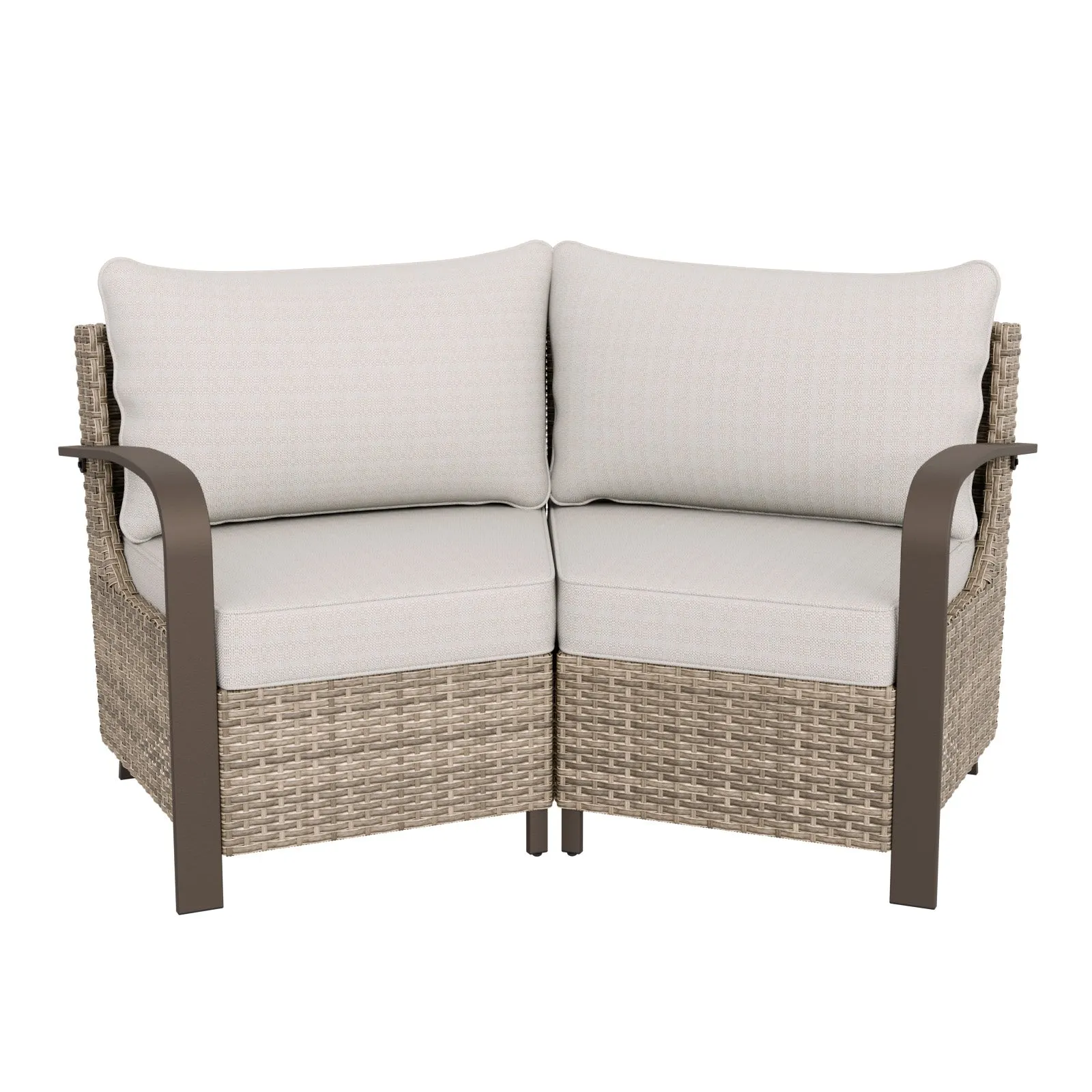 Coastal Vista Patio Outdoor Wicker Love Seat, Comfortable 4 inch Cushion