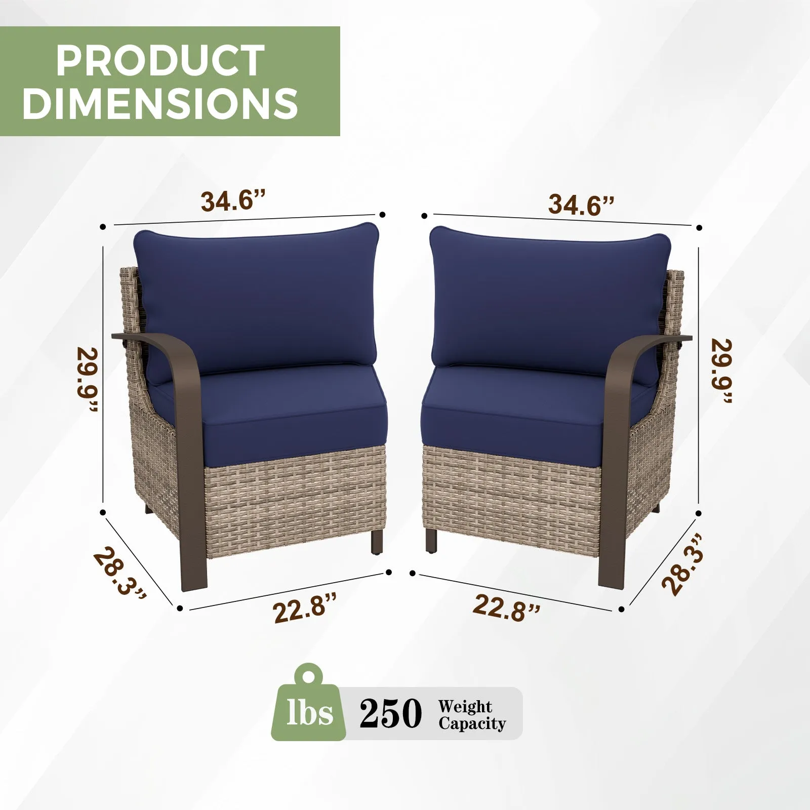 Coastal Vista Patio Outdoor Wicker Love Seat, Comfortable 4 inch Cushion