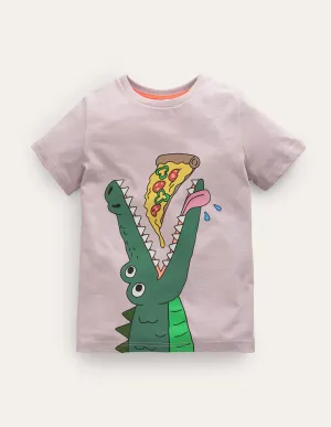 Funny Animal Logo T-shirt-French Pink Crocodile