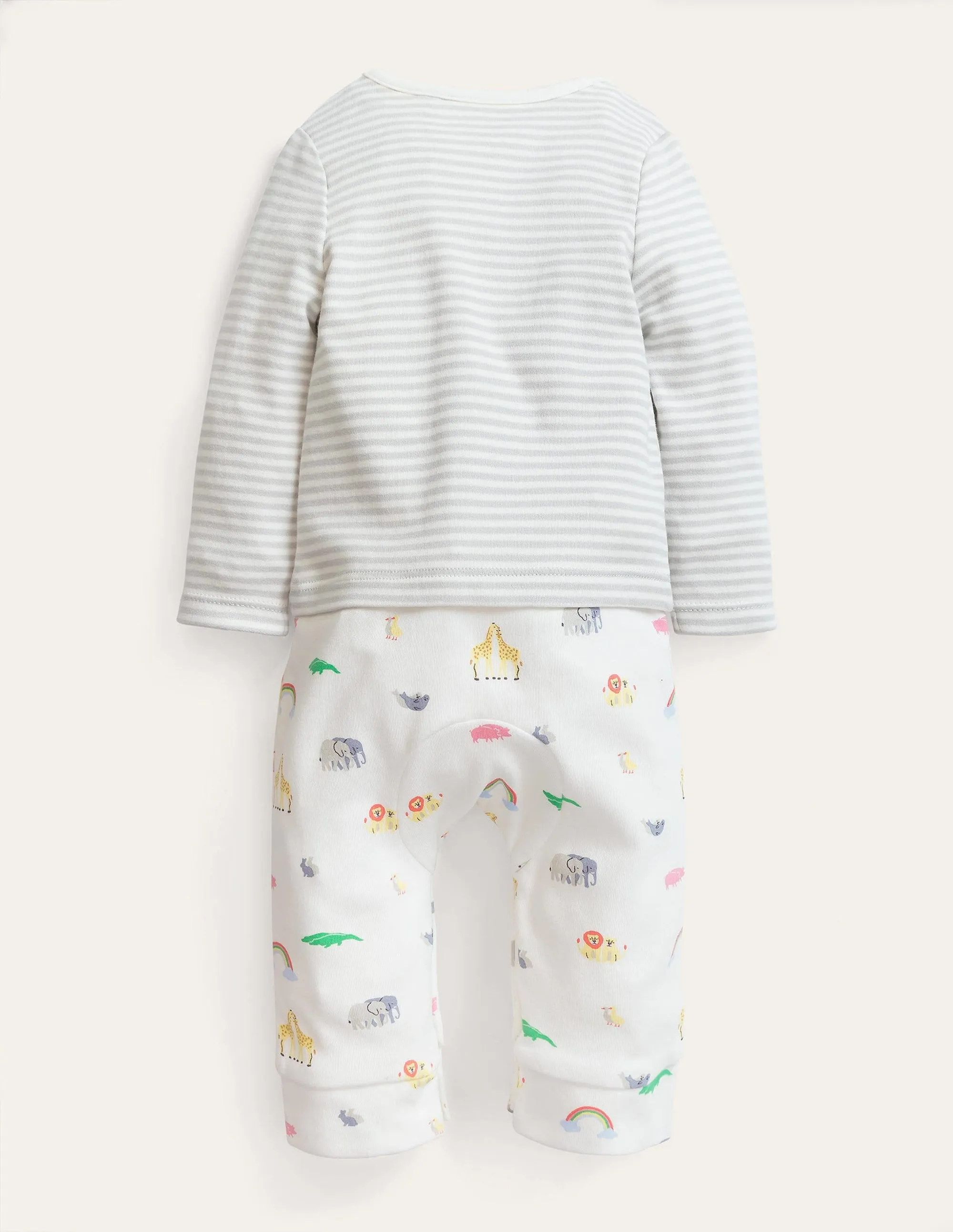 GOTS Newborn Outfit Romper-Ivory Noahs Ark