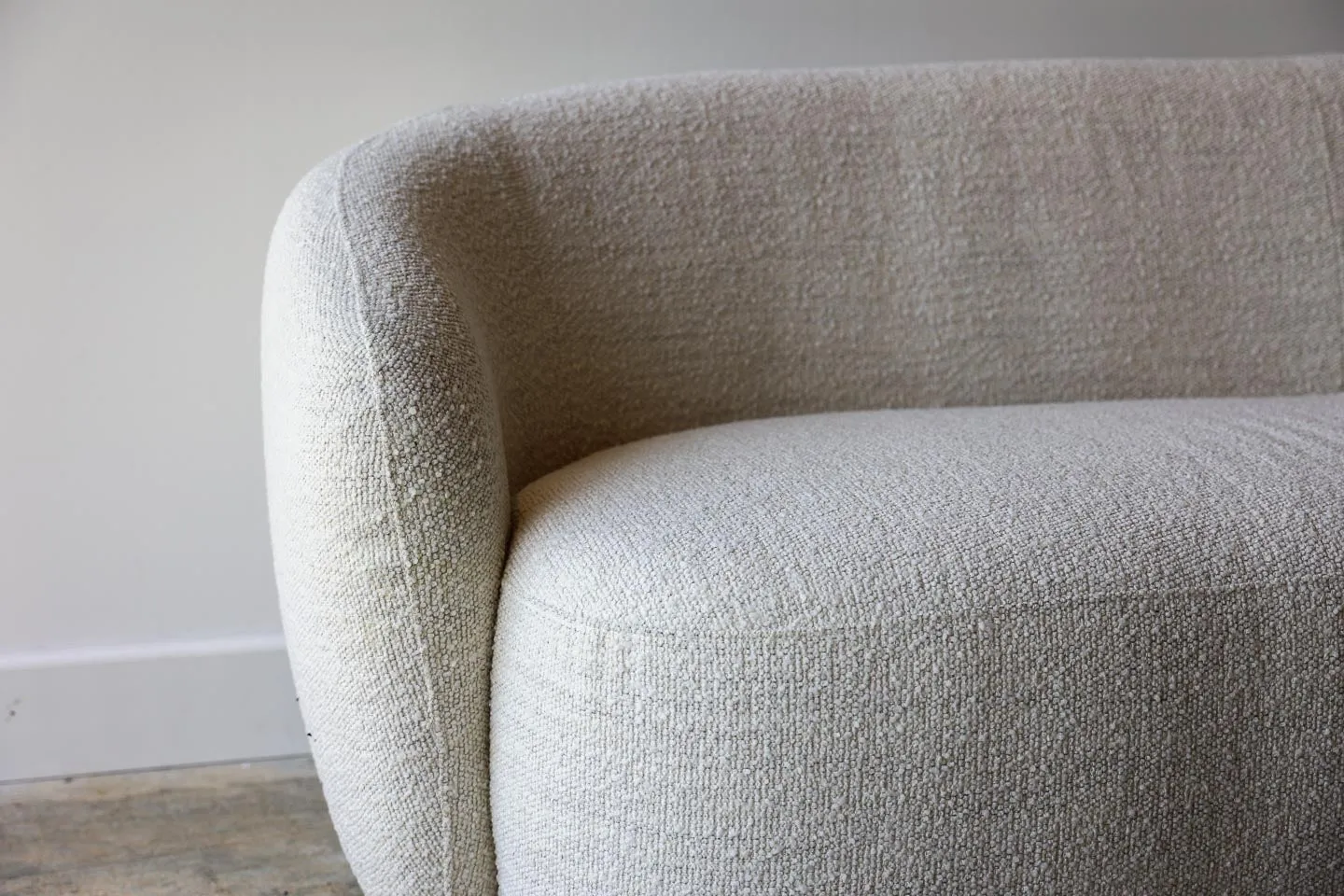 Hepburn Curved White Boucle Sofa