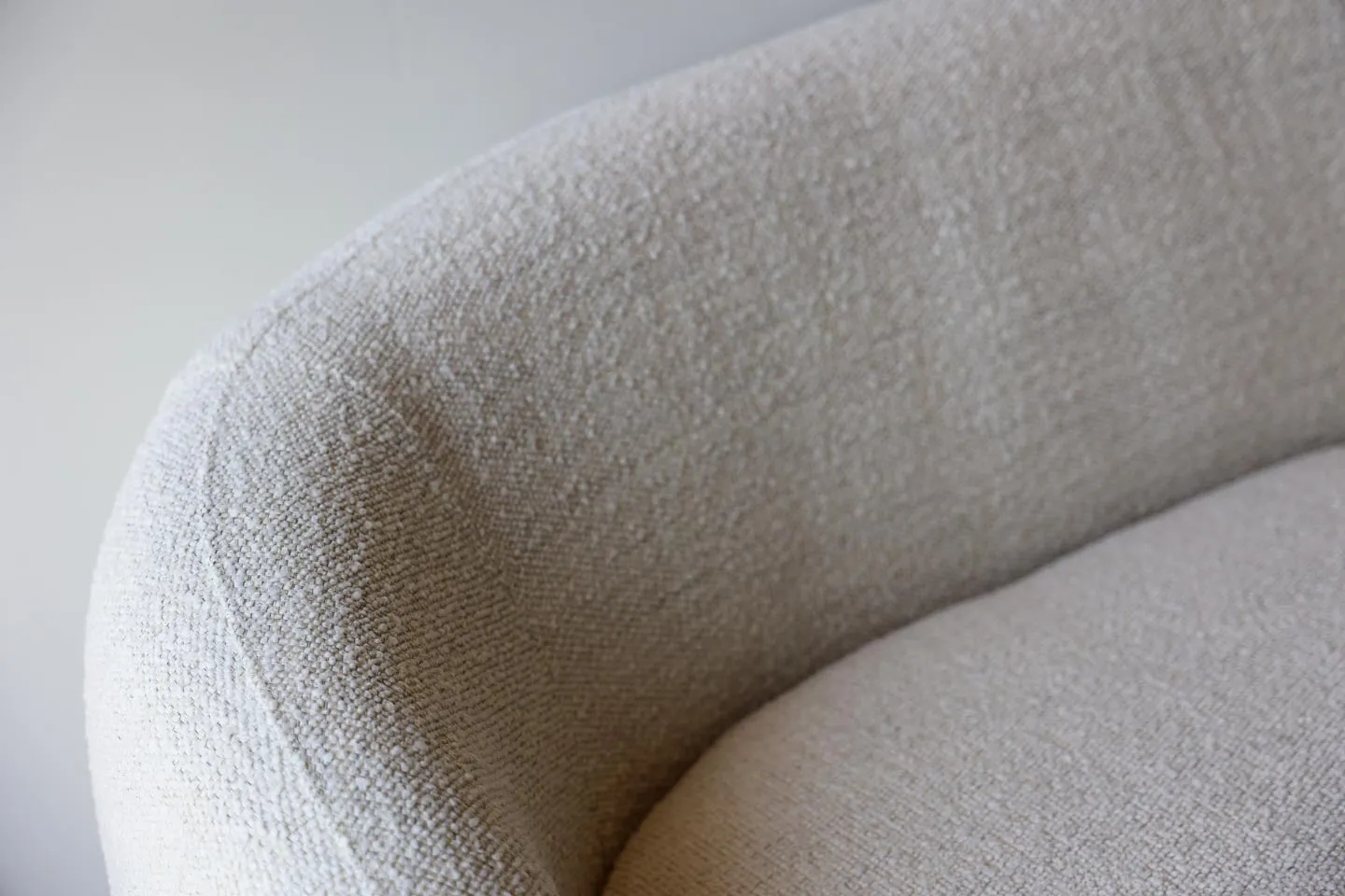 Hepburn Curved White Boucle Sofa