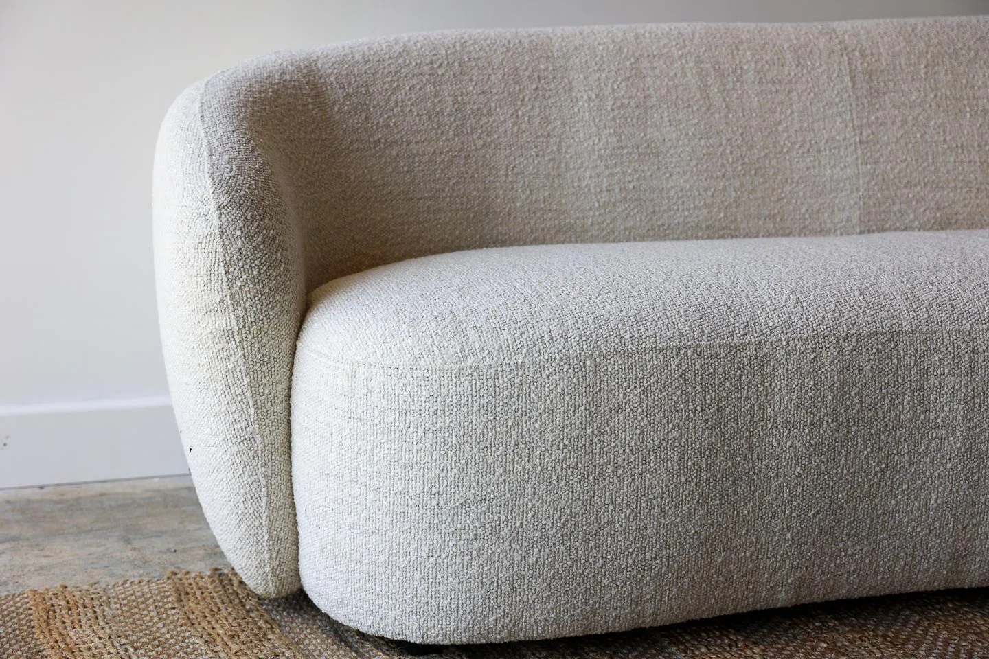 Hepburn Curved White Boucle Sofa
