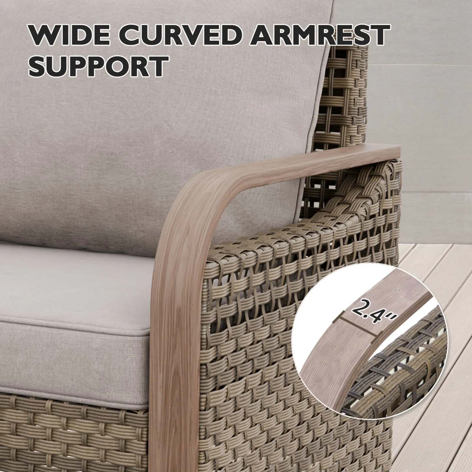 Modern Wicker Outdoor Furniture 2 Seat Loveseat Sofa , Brown/Gray