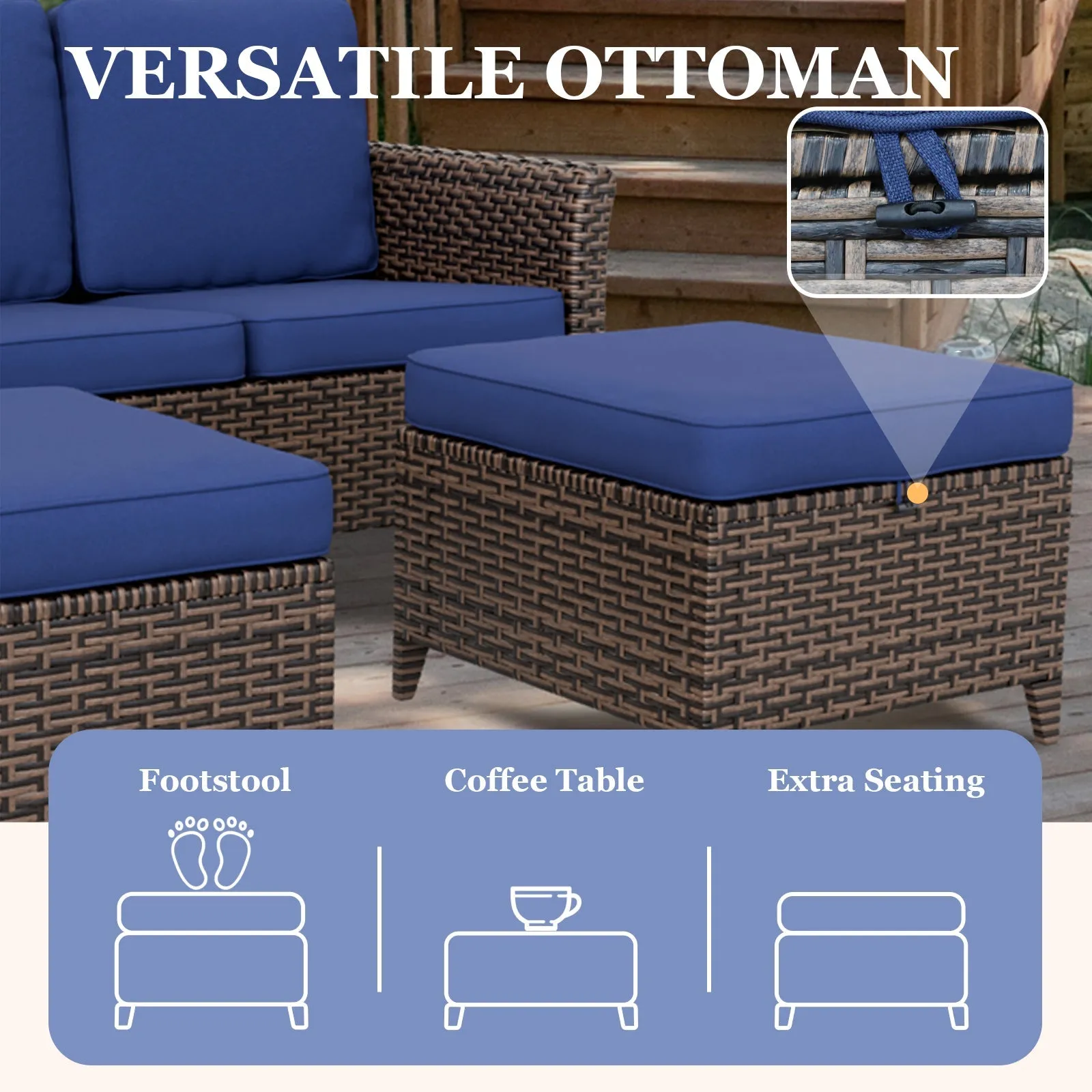 Ocean Vista Wicker Outdoor Patio Furniture Set w/ Patio Chairs, 6 Piece