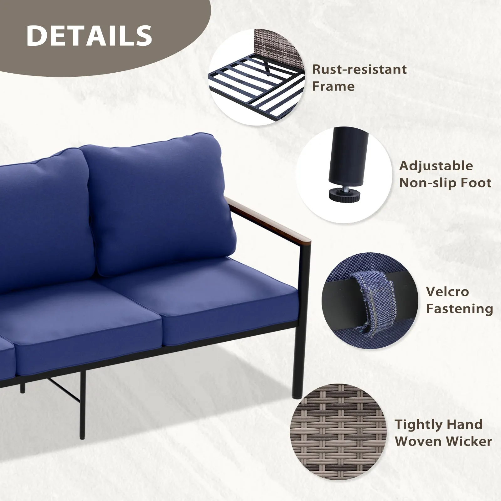 Sunset Dune Outdoor Patio Furniture, Couch 3 Seat Sofa
