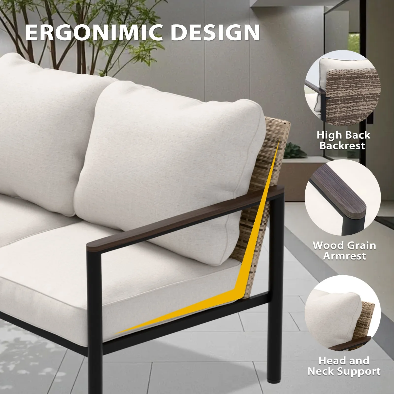 Sunset Dune Outdoor Patio Furniture, Couch 3 Seat Sofa