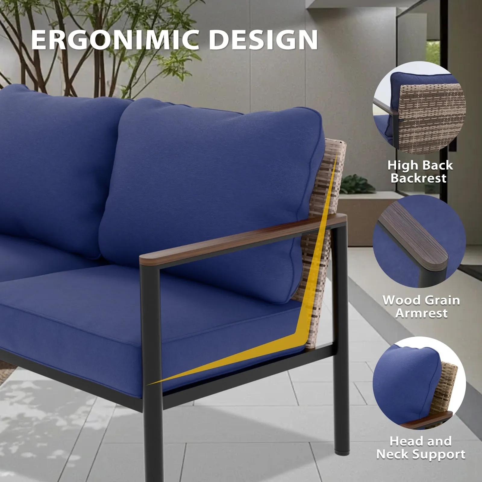 Sunset Dune Outdoor Patio Furniture, Couch 3 Seat Sofa