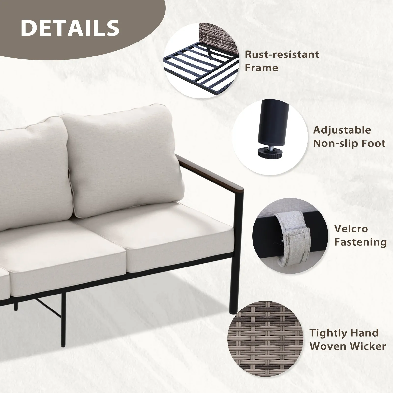 Sunset Dune Outdoor Patio Furniture, Couch 3 Seat Sofa