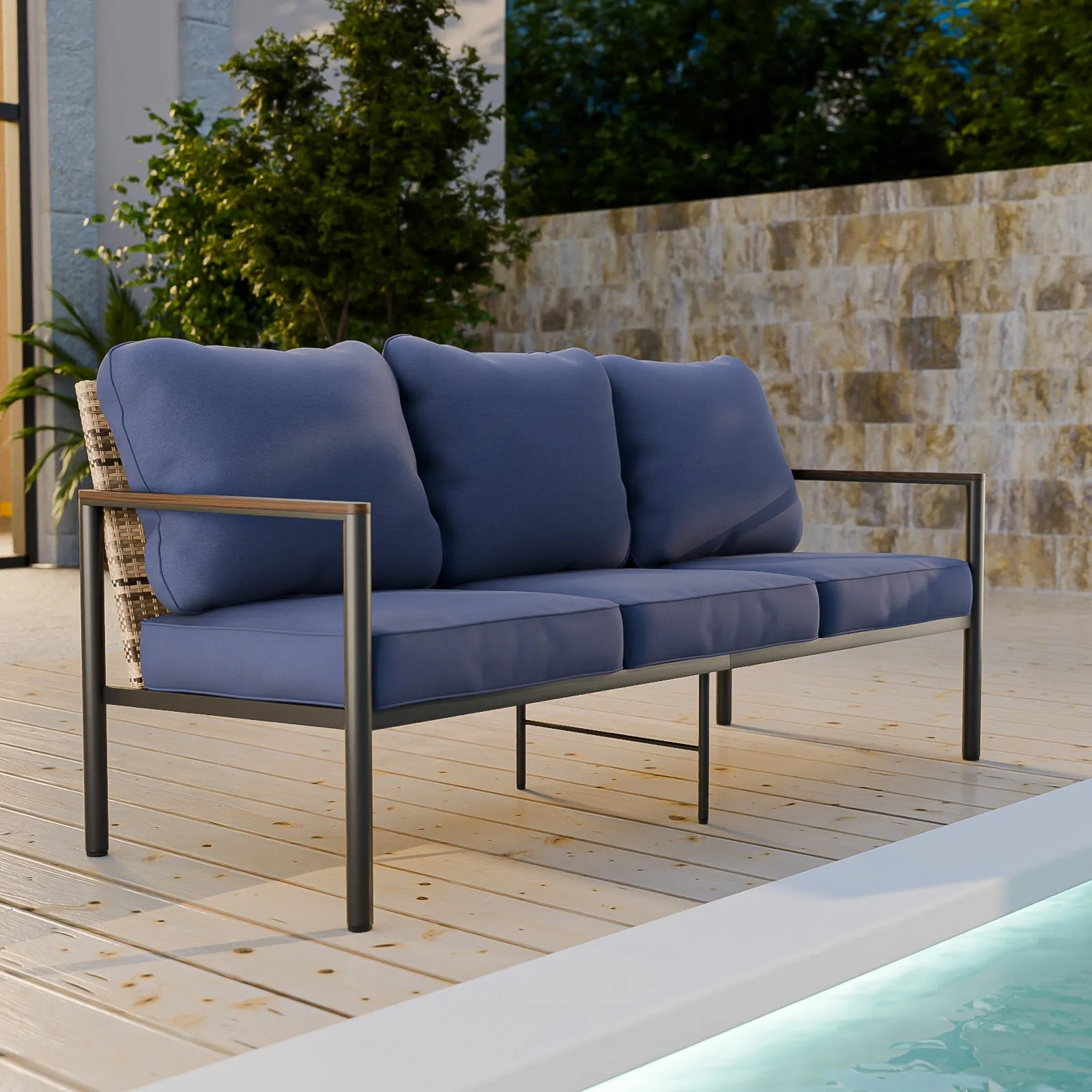 Sunset Dune Outdoor Patio Furniture, Couch 3 Seat Sofa