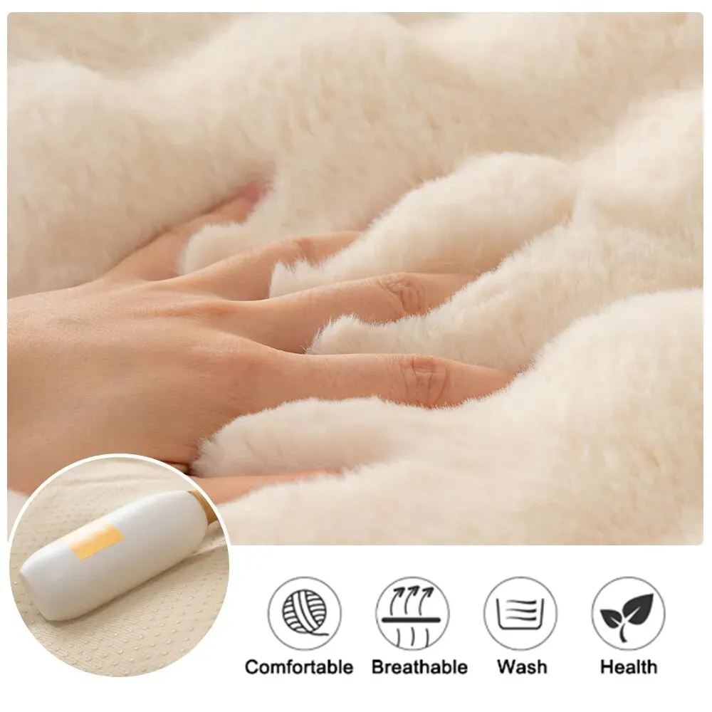 TheWellBeing  Thick Rabbit Plush Sofa Cover - Non-slip, Full Coverage Slipcover
